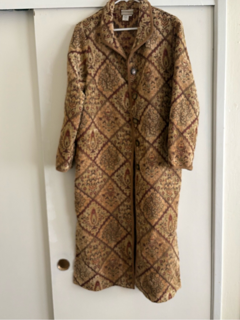 Coldwater Creek Gold and Brown Patterned Long Jacket